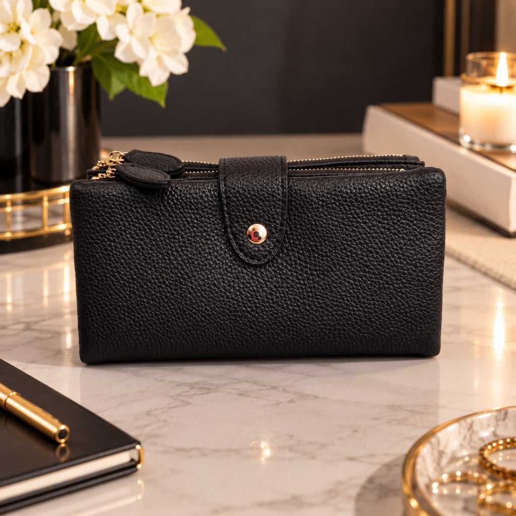 Portefeuille Alghero noir – portefeuille femme élégant vue de face