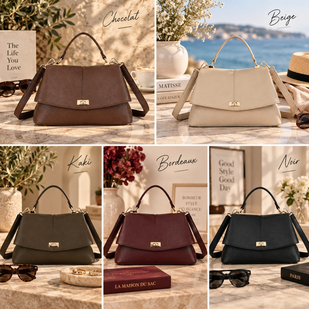 Sac à main Ajaccio 2057 chocolat en mise en scène méditerranéenne