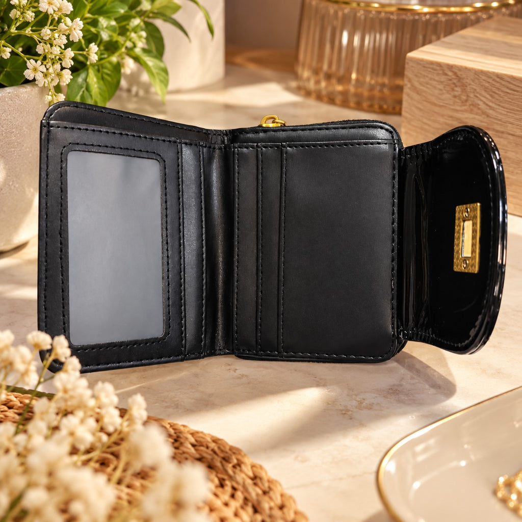 Portefeuille BOLOGNE noir femme intérieur avec emplacements cartes