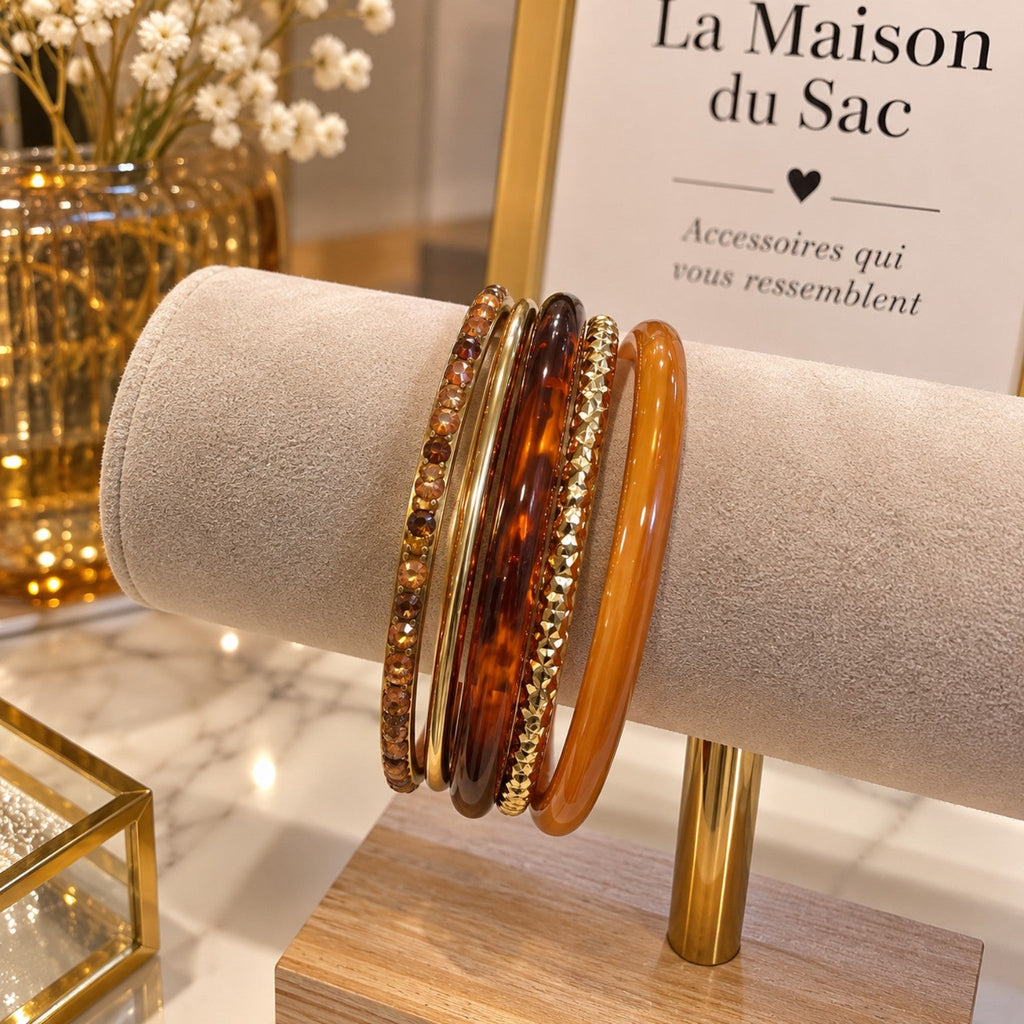 Bracelet jonc ambre et doré femme