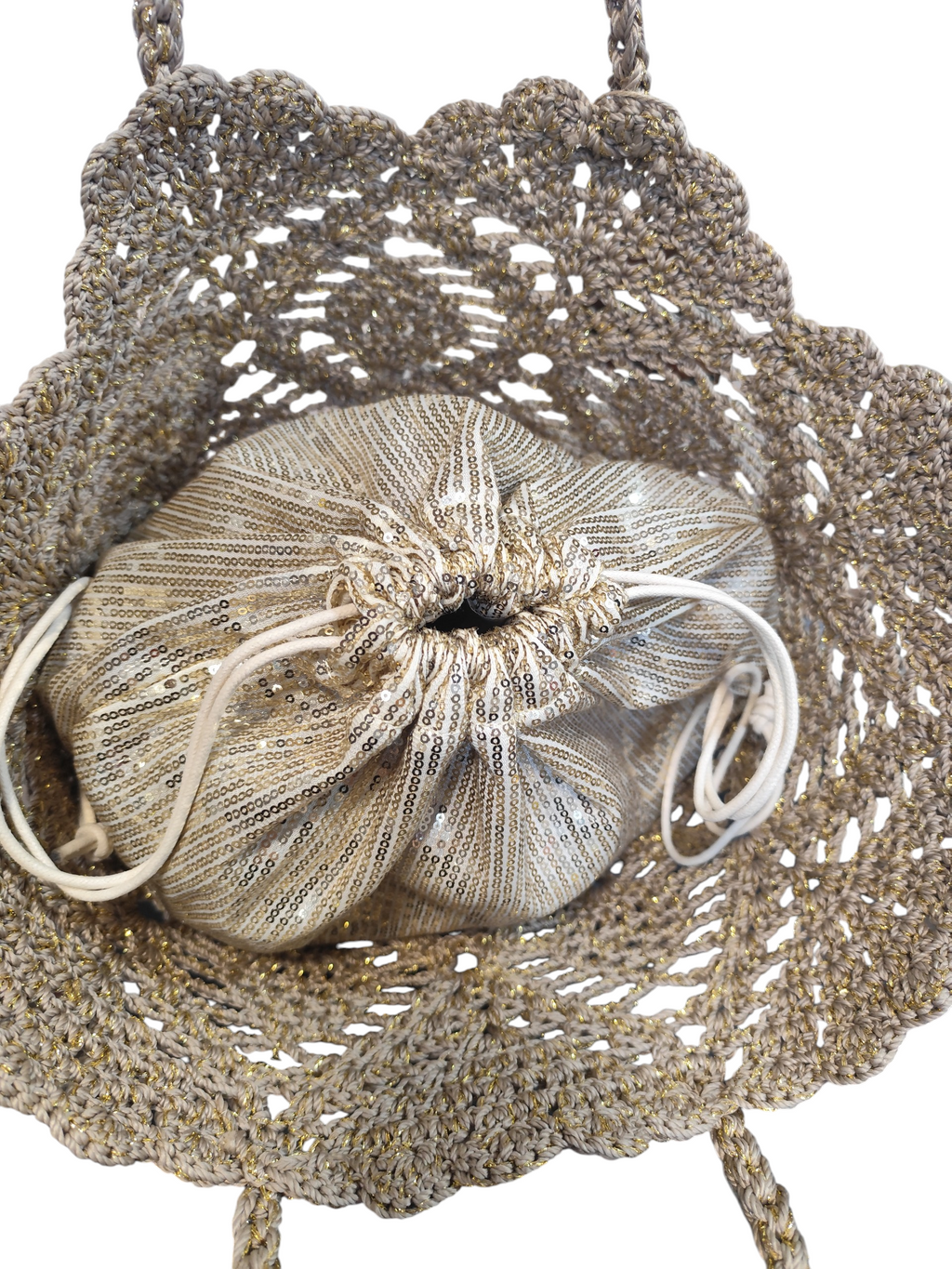 Panier femme au crochet doré Amalfi – Grand cabas été