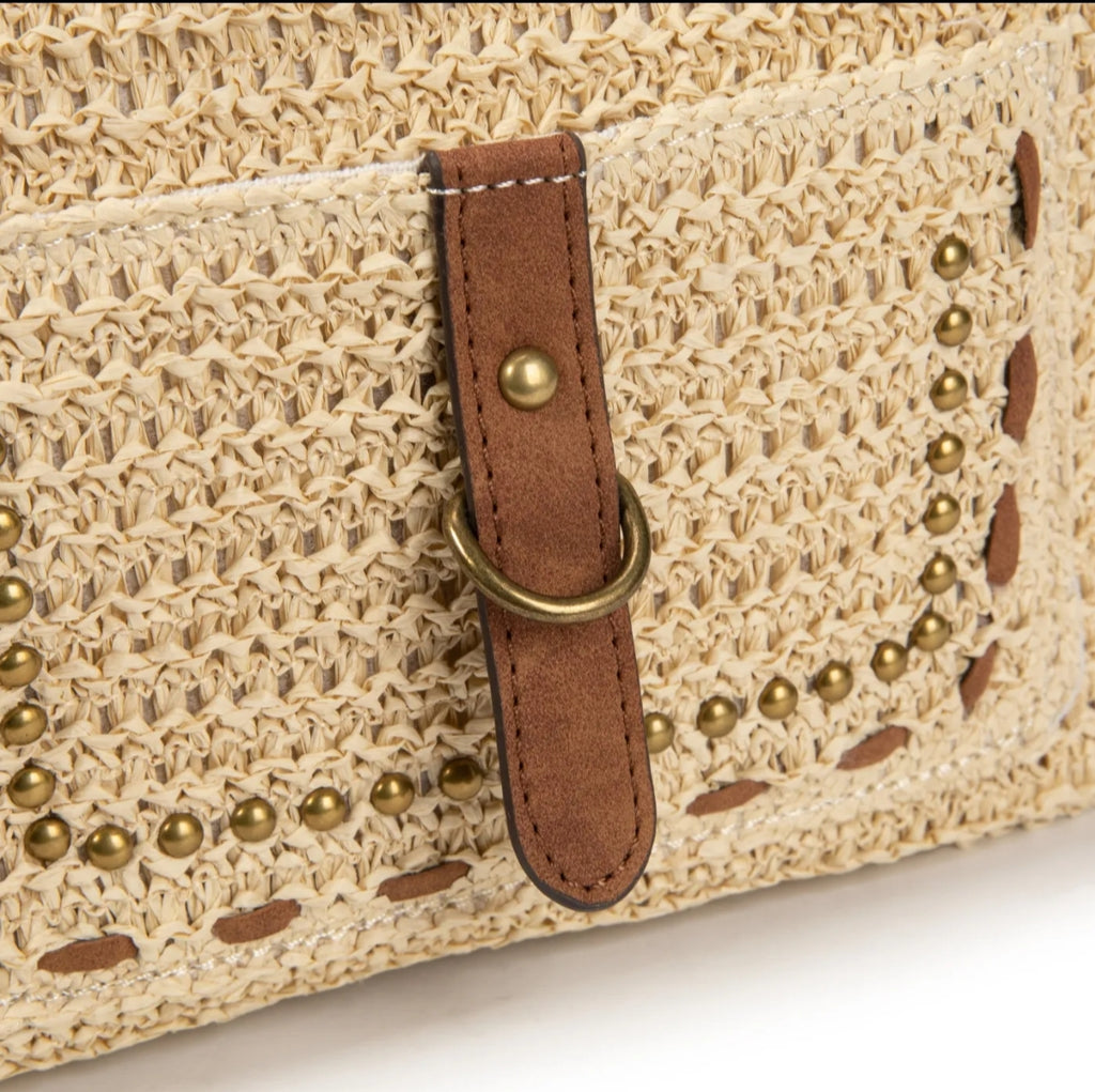 Sac bandoulière femme style raphia beige Ischia