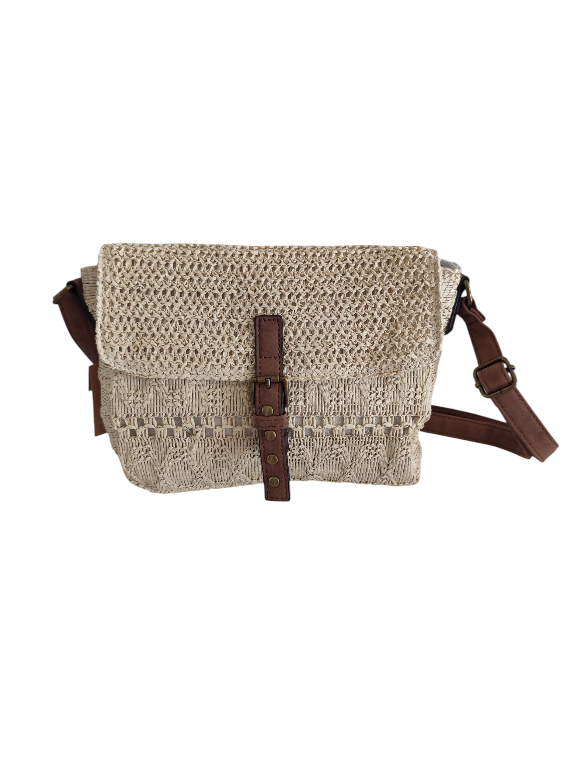 Sac bandoulière Minorque en raphia écru