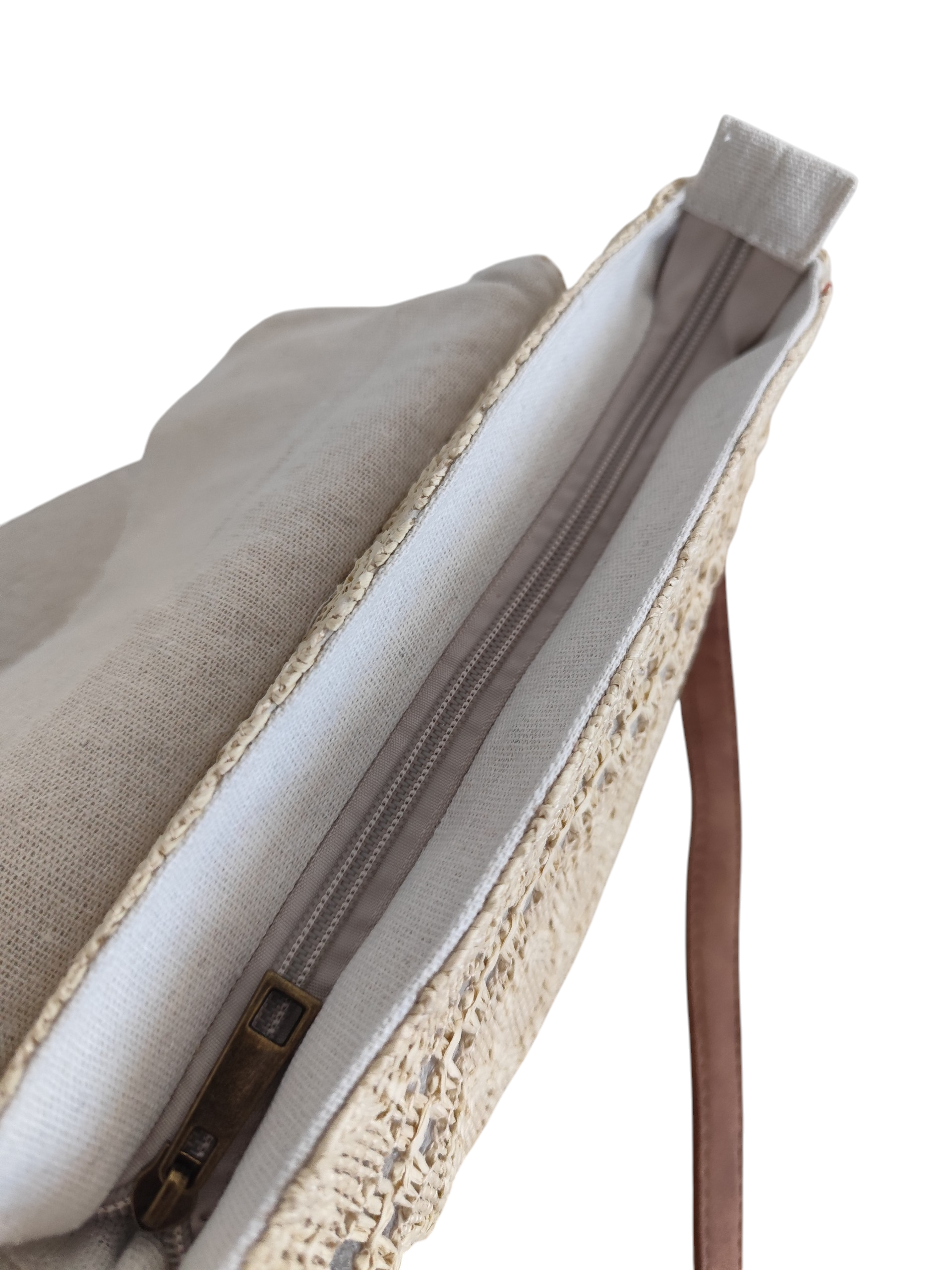 Sac bandoulière Minorque en raphia écru