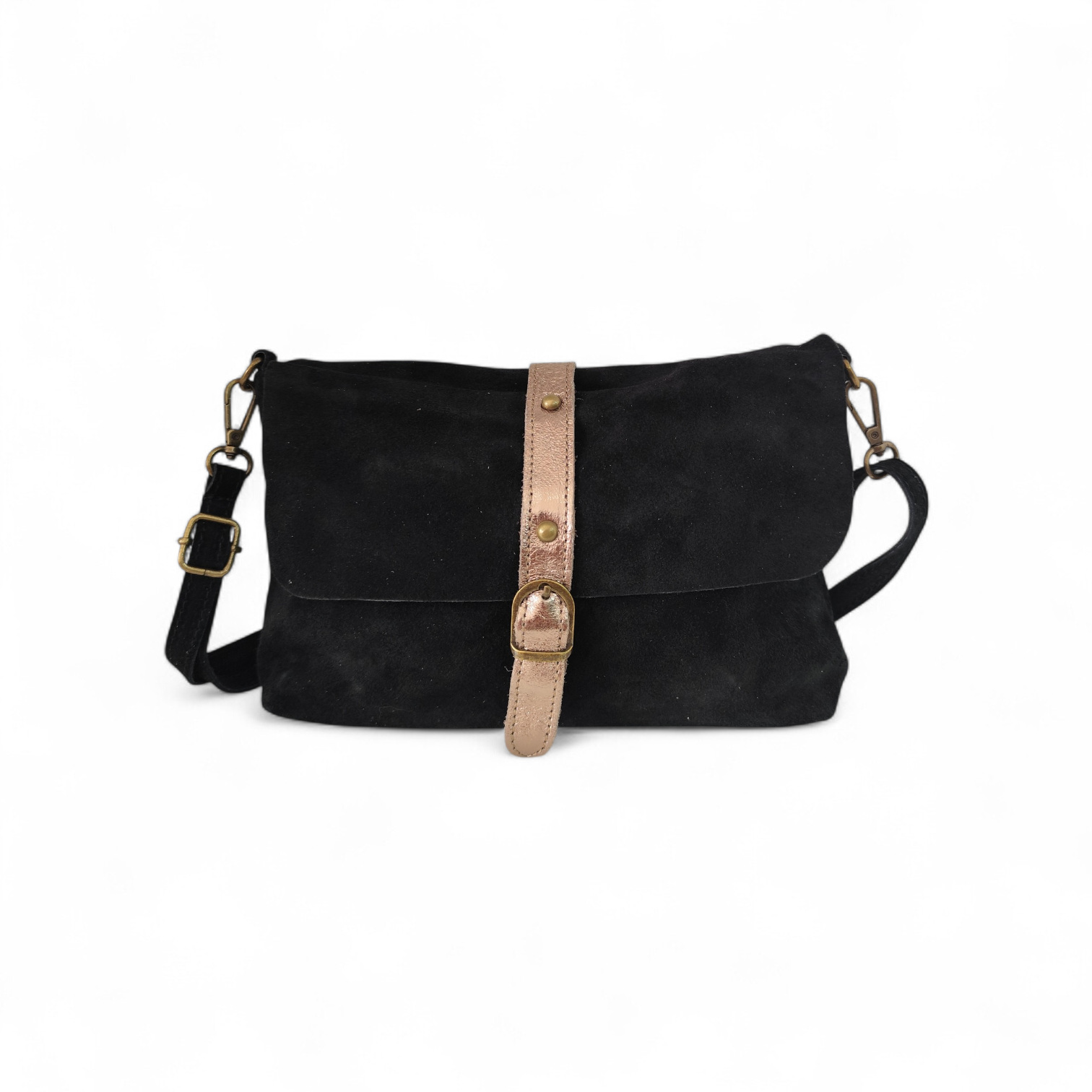 sac bandoulière femme noir vintage avec boucle cuir style chic