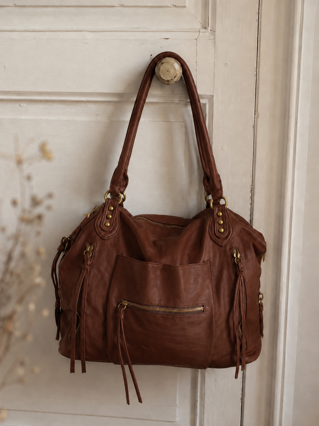 Sac cabas Matera kaki – Grand sac femme 38 × 32 × 13 cm avec bandoulière