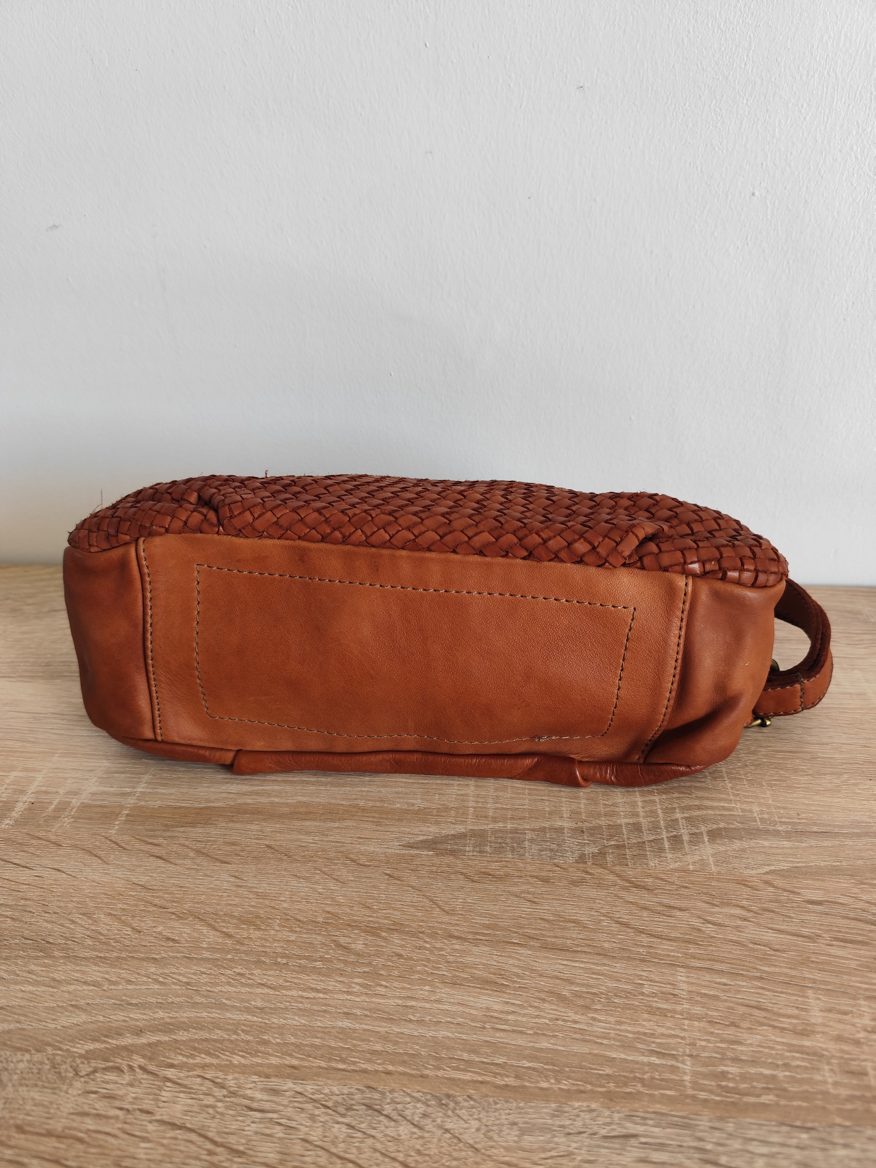 Sac en cuir tressé "Syracuse" – Cognac | Cuir vintage d'Italie