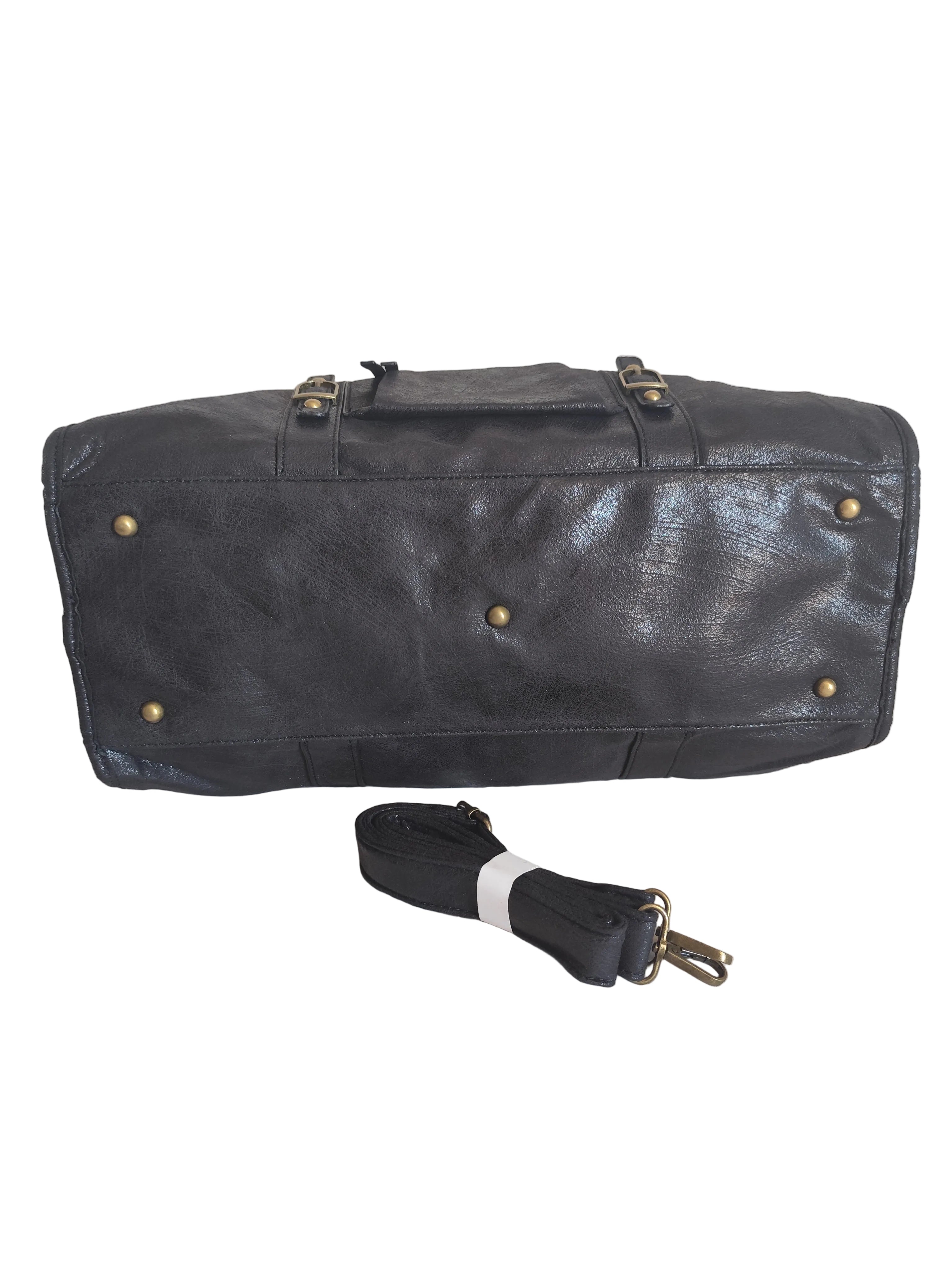 Sac de cours et de week-end Cortina noir avec bandoulière amovible, grande capacité 42 × 30 × 14 cm.