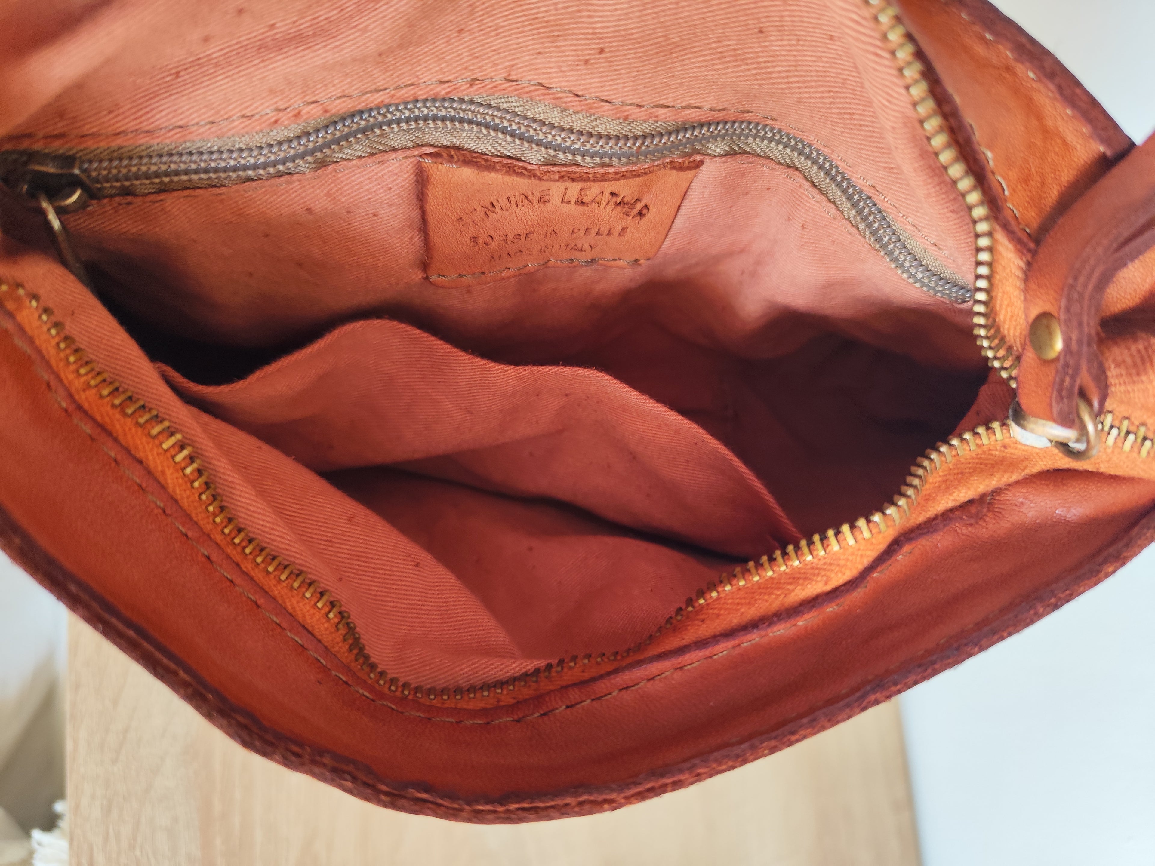 Sac en cuir vintage camel Norea – Sac bandoulière femme en cuir italien