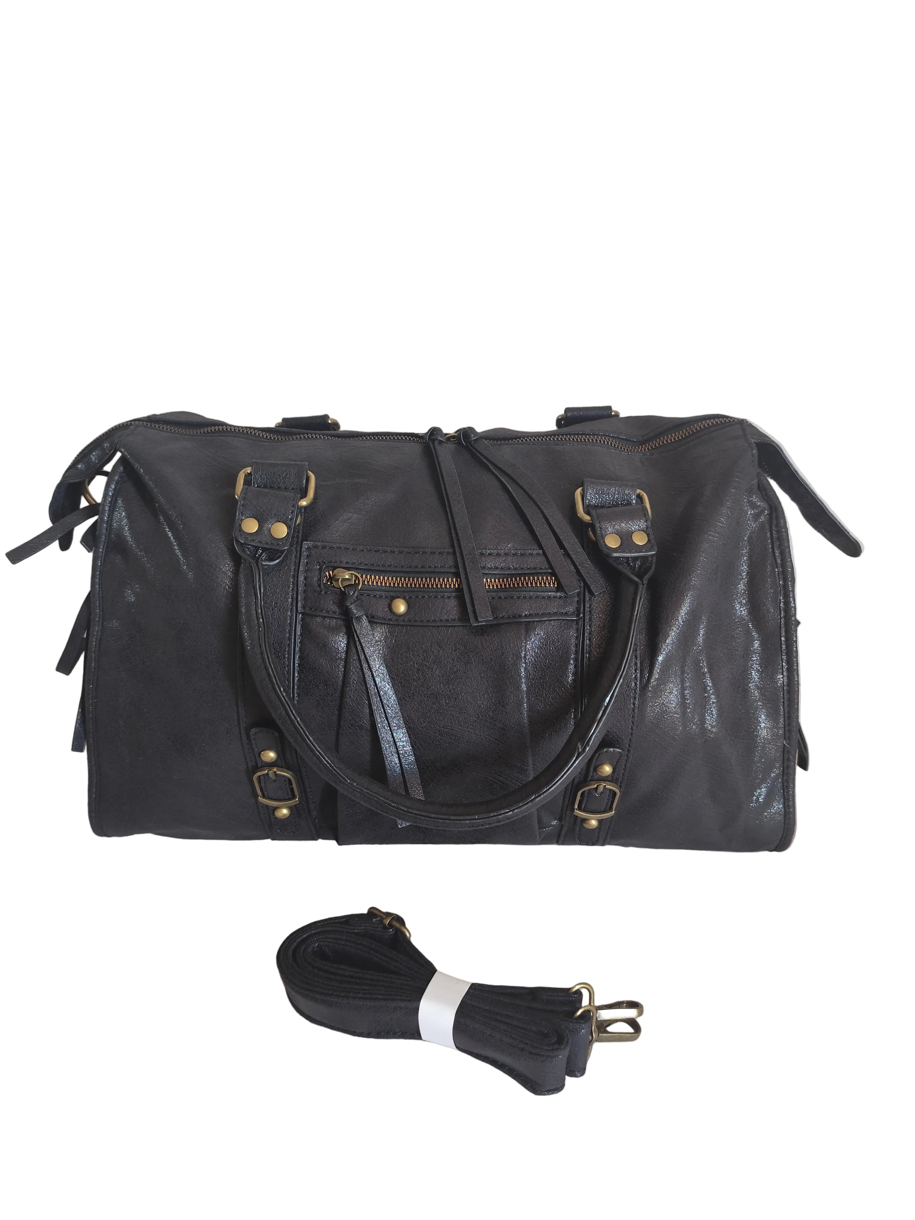 Sac de cours et de week-end Cortina noir avec bandoulière amovible, grande capacité 42 × 30 × 14 cm.