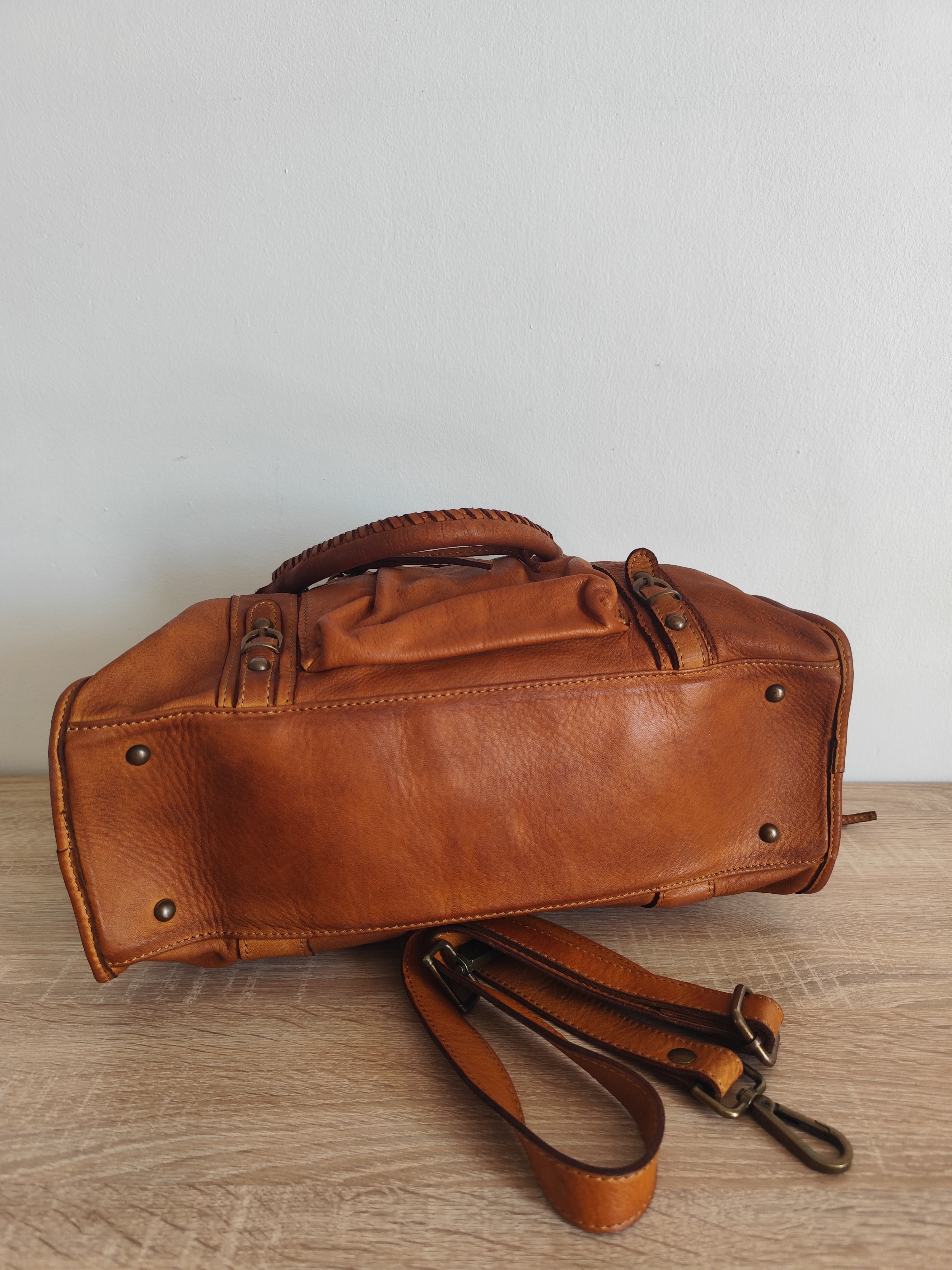 Sac à main femme en cuir vintage camel – Grand sac cabas en cuir véritable – Sac bandoulière rétro – Style bohème chic