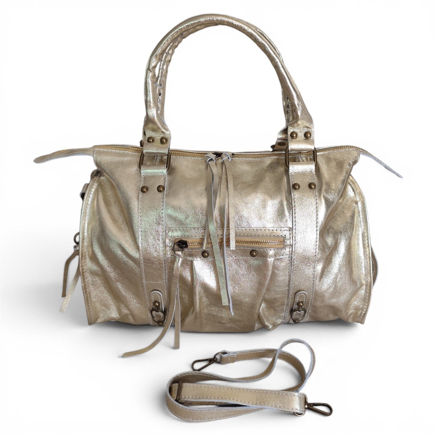 Sac de cours Ravenne en cuir 100 % italien – Grand sac A4 femme avec bandoulière – 44 × 30 × 15 cm