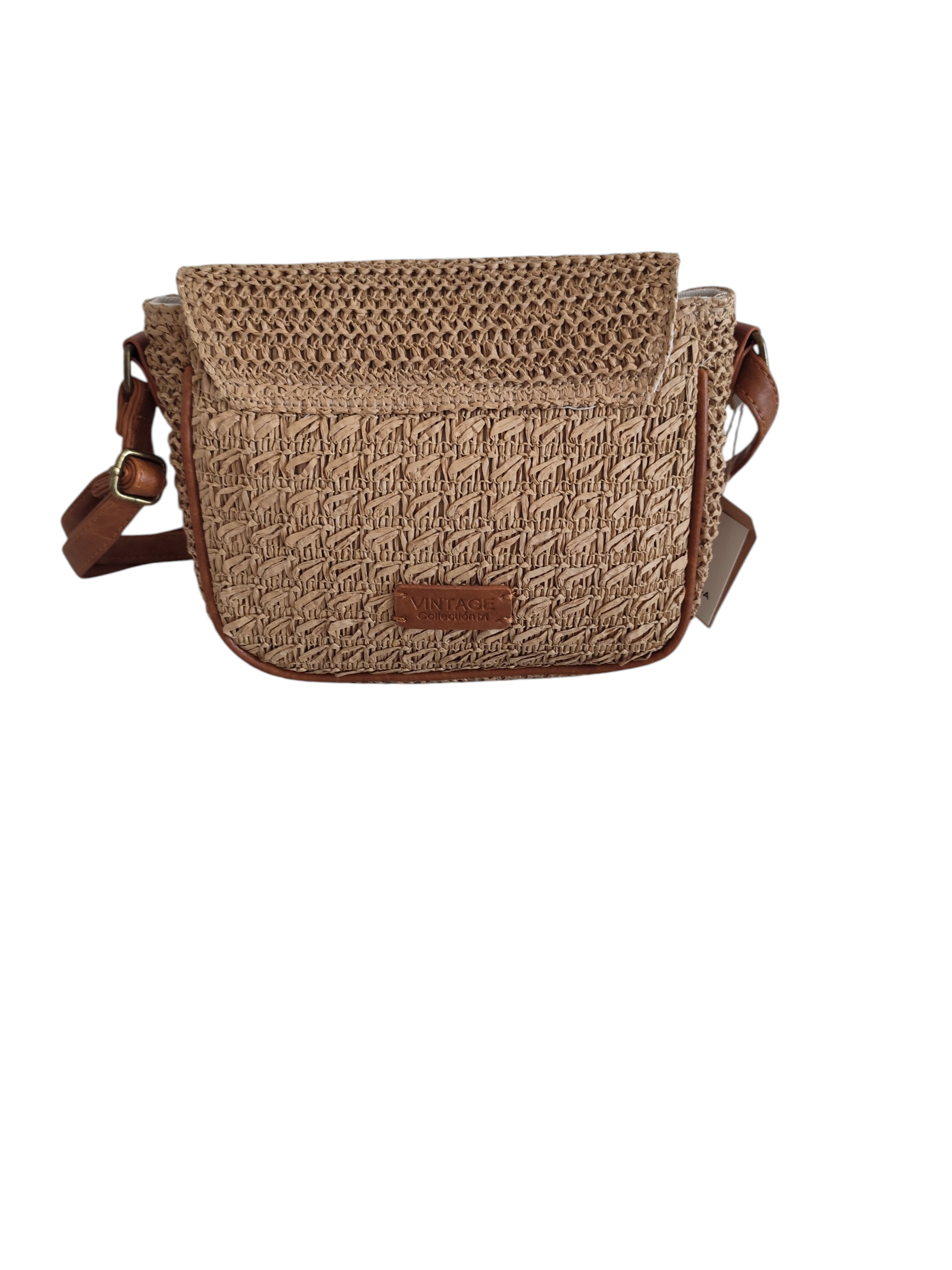 Sac bandoulière Cadaqués en raphia tressé beige mise en scène bohème