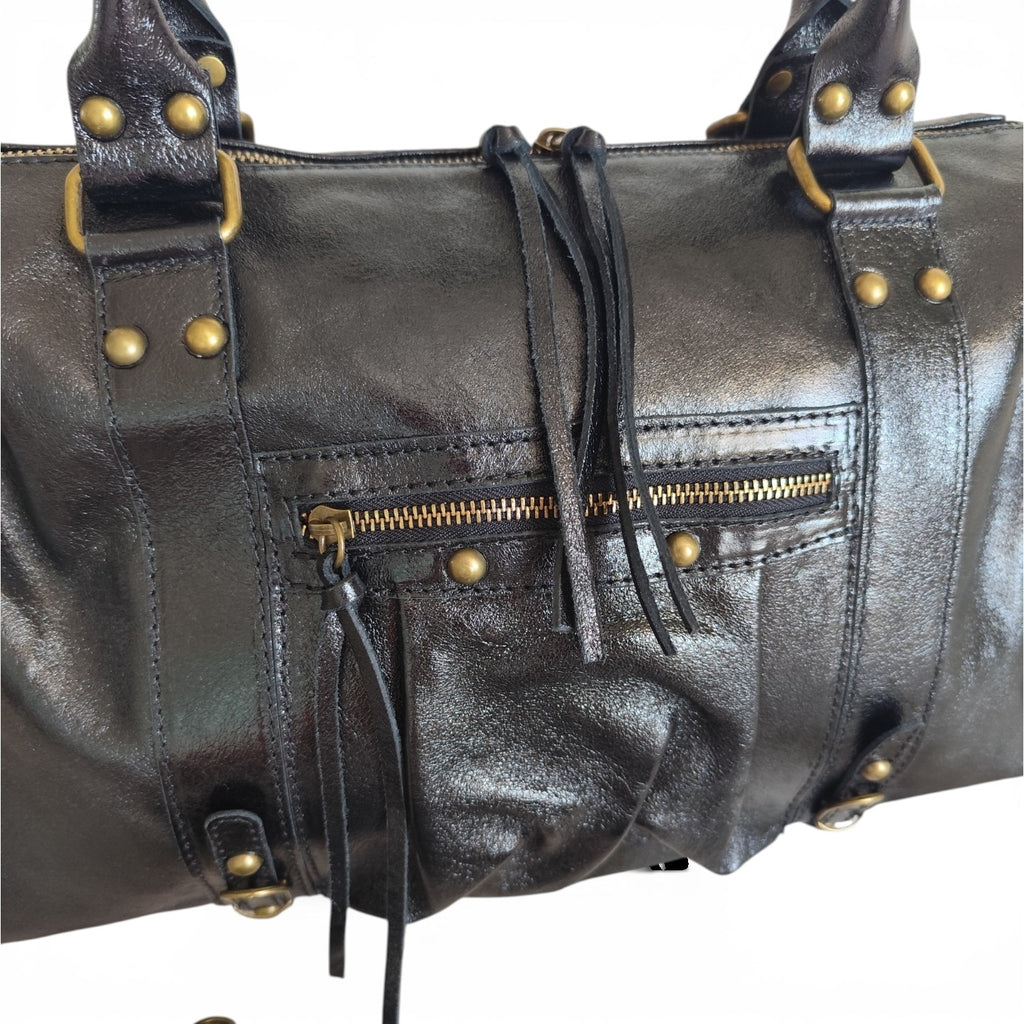 Sac de cours femme grand format A4 avec bandoulière amovible, fermeture zippée, poche avant zippée, style urbain chic, idéal pour le travail, les études et un usage quotidien.