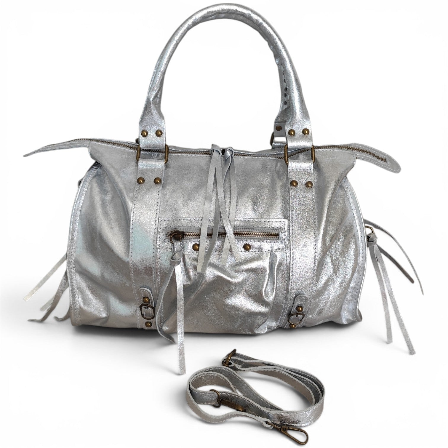 Sac de cours Ravenne en cuir 100 % italien – Grand sac A4 femme avec bandoulière – 44 × 30 × 15 cm