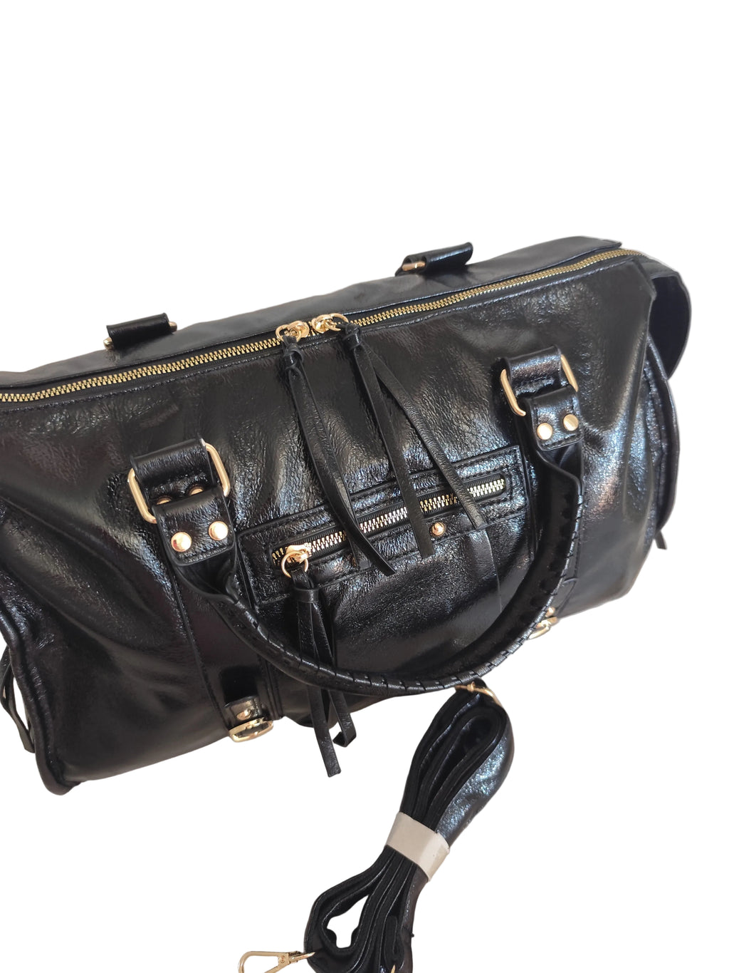 Sac de cours MILANO noir en cuir PU femme grand format avec bandoulière sac week-end 
