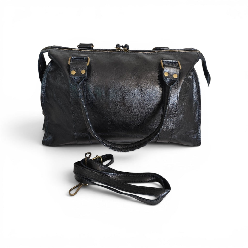 Sac de cours femme grand format A4 avec bandoulière amovible, fermeture zippée, poche avant zippée, style urbain chic, idéal pour le travail, les études et un usage quotidien.
