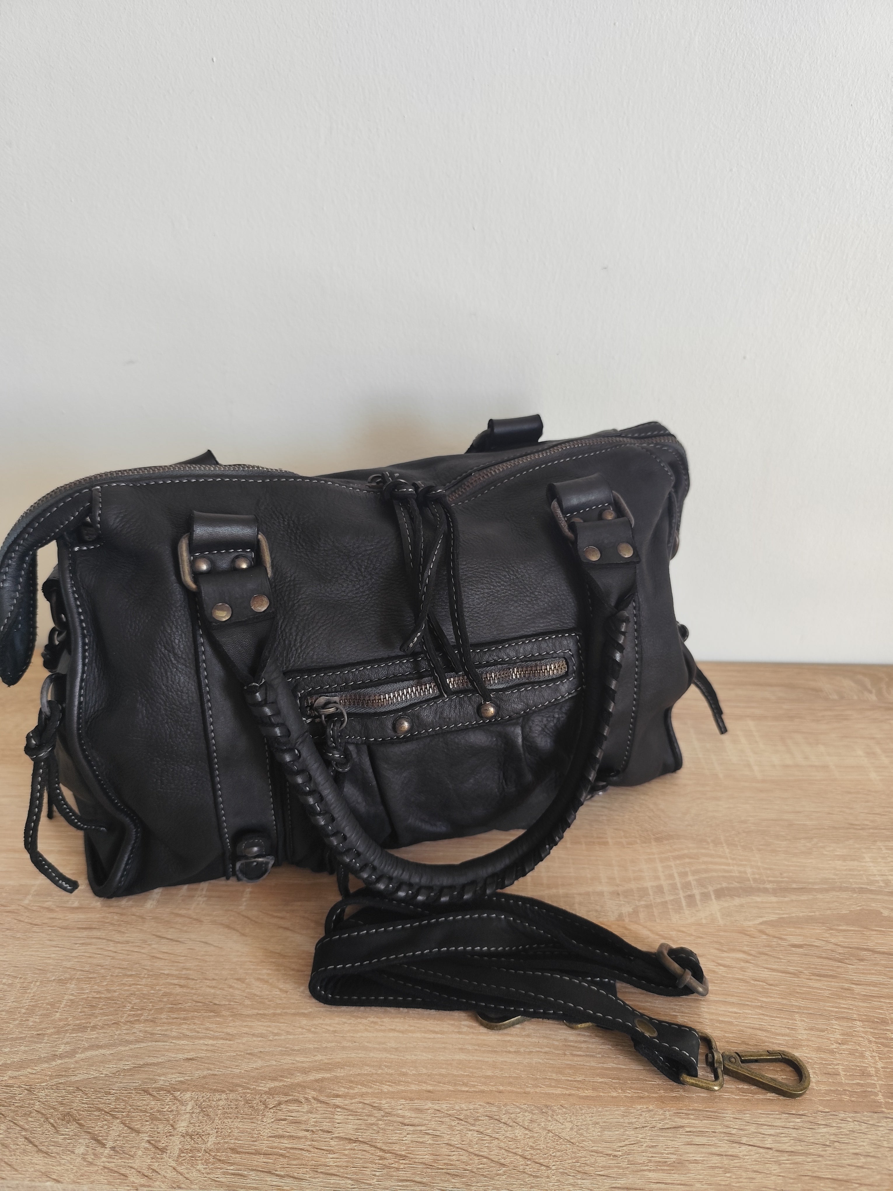 Sac à main femme en cuir vintage camel – Grand sac cabas en cuir véritable – Sac bandoulière rétro – Style bohème chic