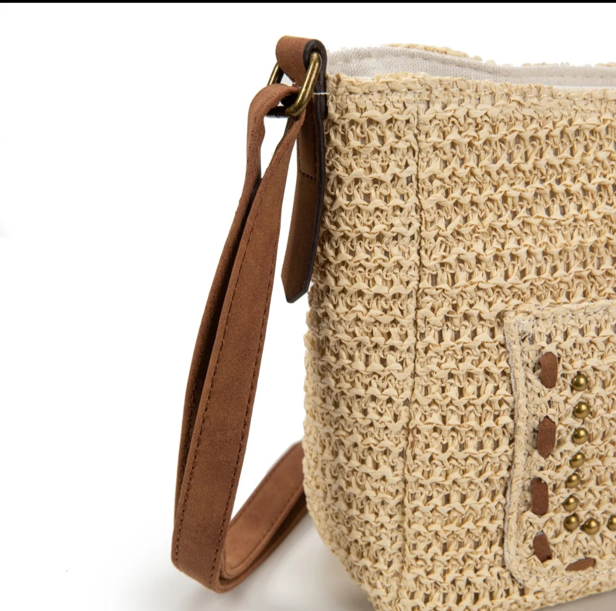Sac bandoulière femme style raphia beige Ischia
